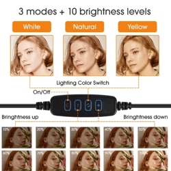 led selfie ring light with phone holder portable ring lamp for video photography and youtube