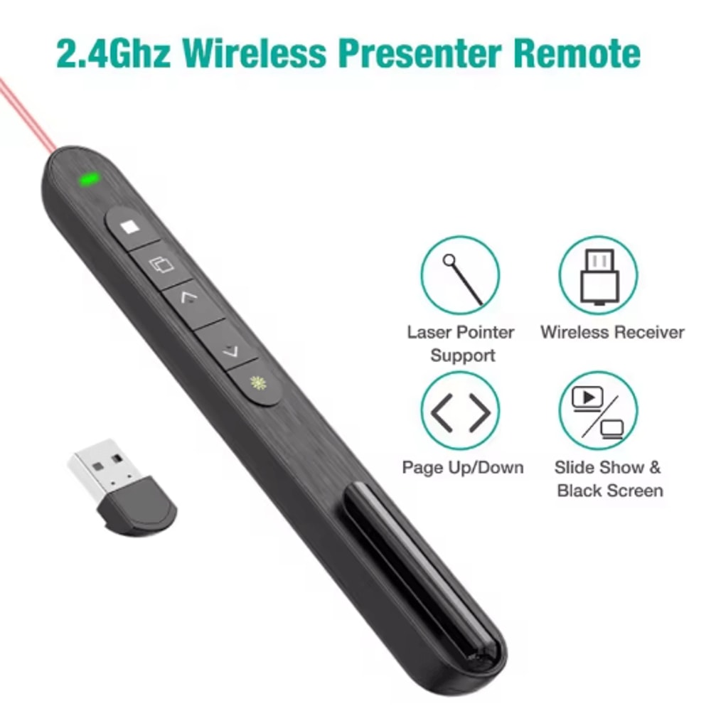 24GHz USB Presentation Remote Pen Wireless PPT Clicker With Pointer For Meetings And Teaching 6