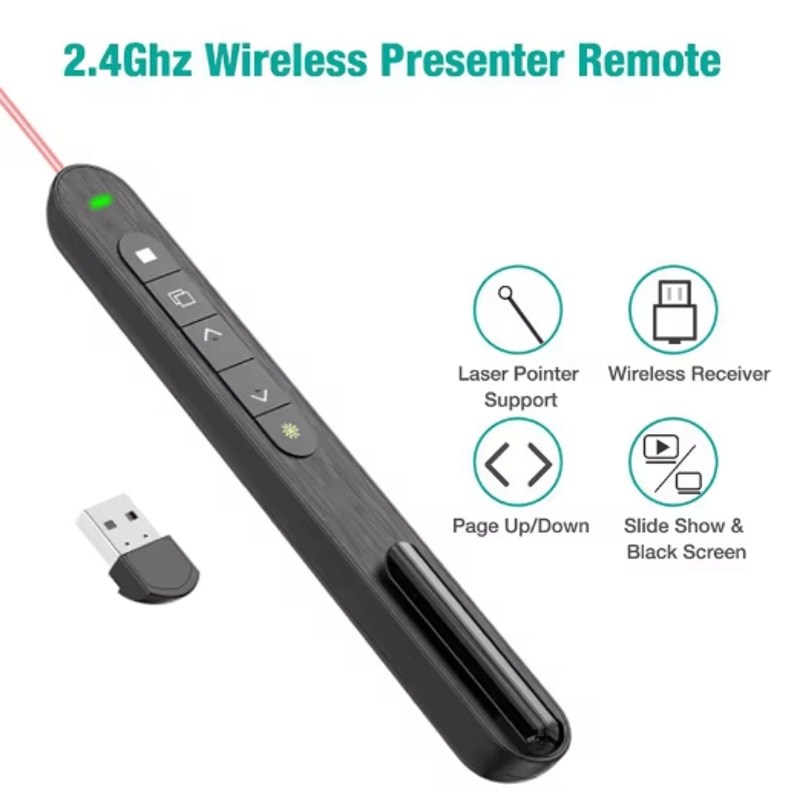 24GHz USB Presentation Remote Pen Wireless PPT Clicker With Pointer For Meetings And Teaching 6