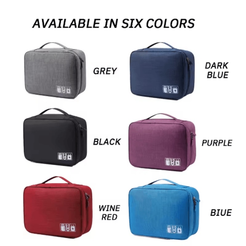 Portable Waterproof Cable Organizer Pouch Travel Storage Bag For USB Cables Chargers And Electronic 8