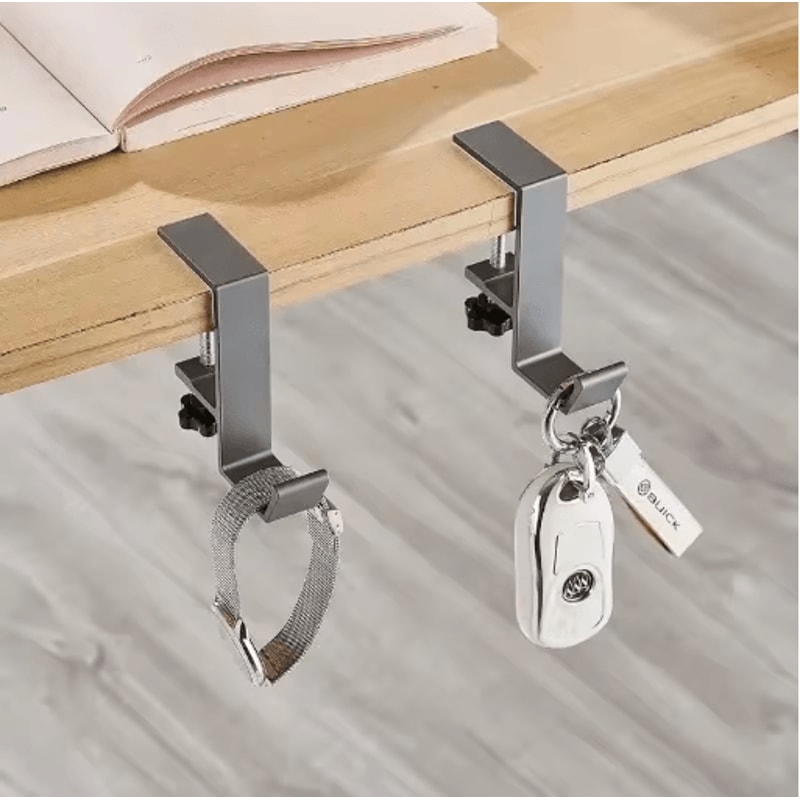Adjustable Desk Edge Hook Punch Free Hanging Organizer For Headsets Bags And Accessories 10