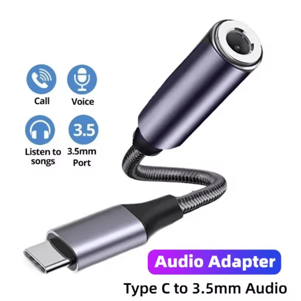 USB C To 35mm Audio Adapter Type C Headphone Jack Converter For IPhone And Android 6