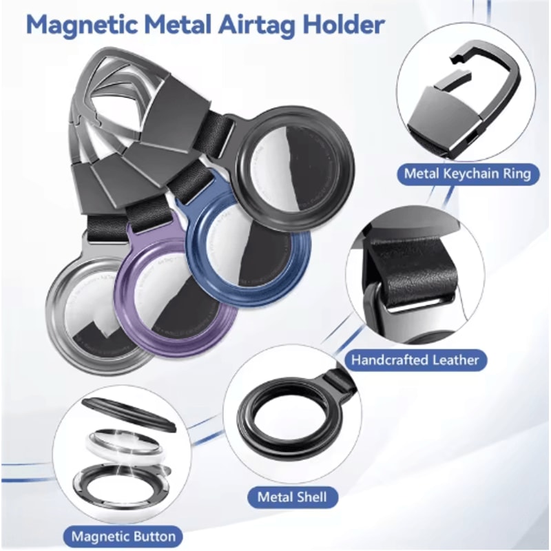 Luxury Metal Magnetic AirTag Holder Anti Lost Protective Case For Keys And Pet Collars 10