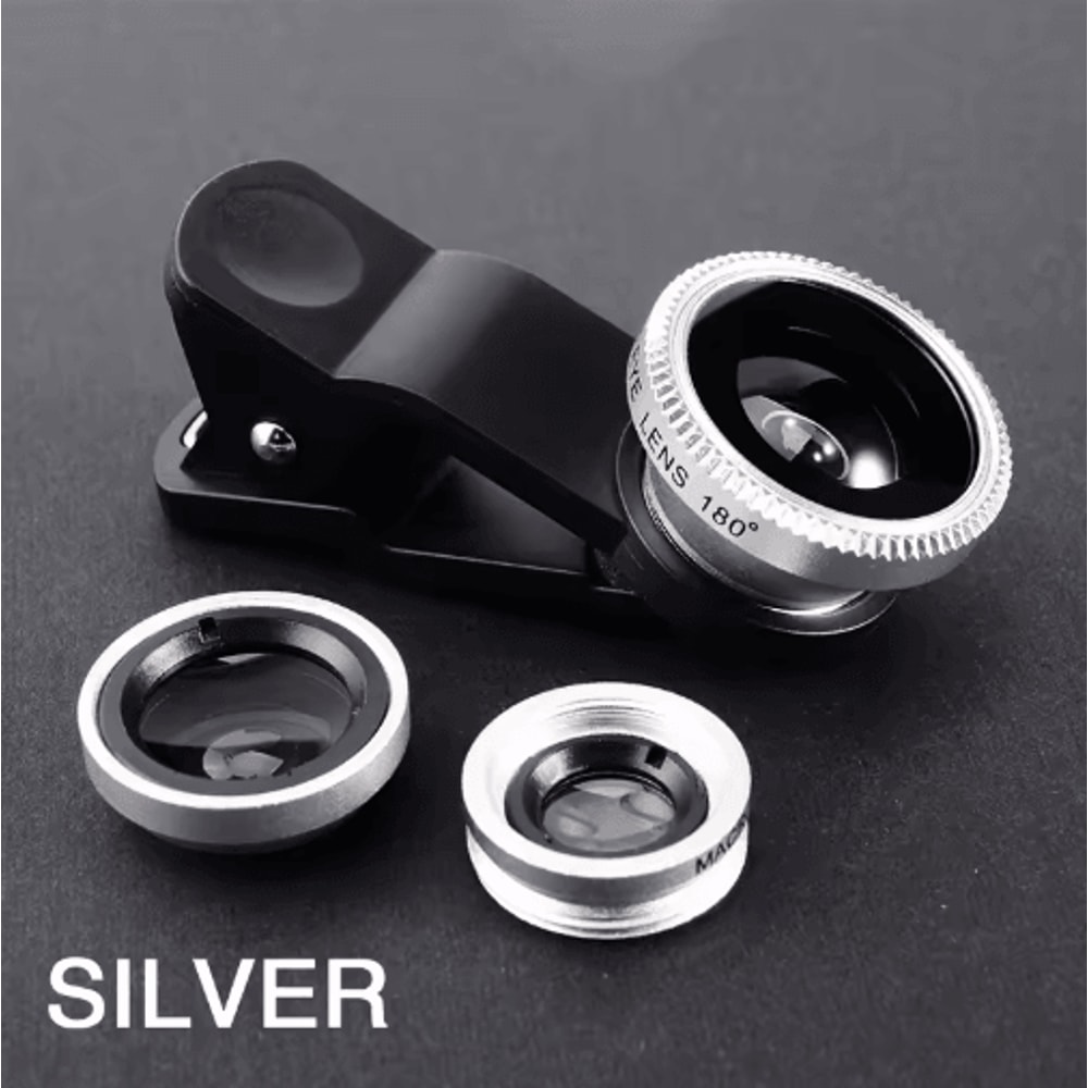 3in1 Smartphone Camera Lens Kit Fisheye Wide Angle Macro ClipOn Lens 3