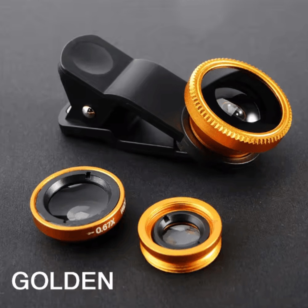 3in1 Smartphone Camera Lens Kit Fisheye Wide Angle Macro ClipOn Lens 4