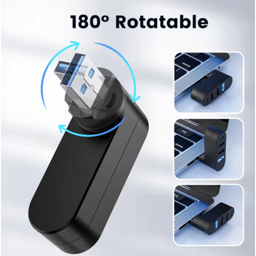 180 Rotatable 4Port USB 20 Hub HighSpeed Multi USB Expander 7