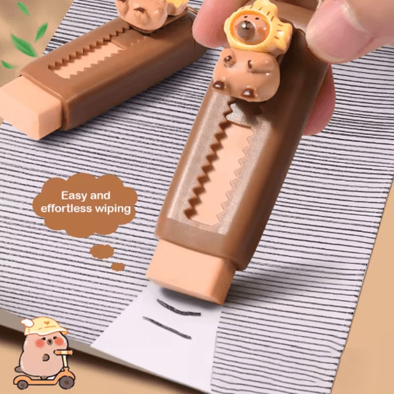 Cute Capybara Retractable Eraser PushPull Drawing Eraser For School Office 3