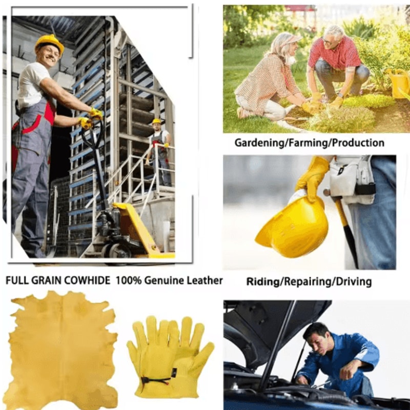 Cowhide Leather Work Gloves HeavyDuty Safety Gloves For Work Riding 3