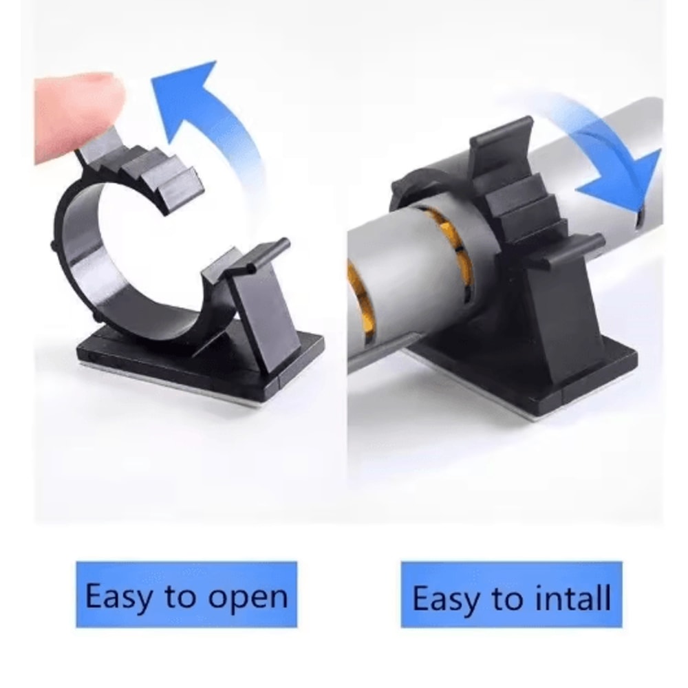 SelfAdhesive Cable Organizer Clips 10Piece Set Adjustable Desktop Wire Holders 3