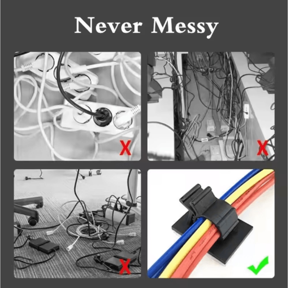 SelfAdhesive Cable Organizer Clips 10Piece Set Adjustable Desktop Wire Holders 4