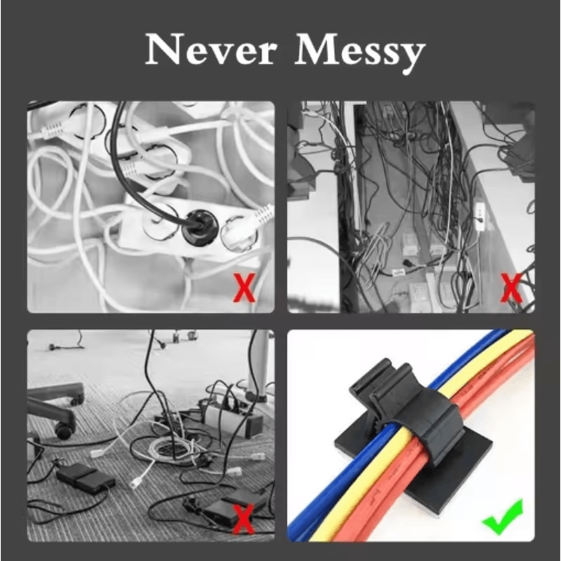 SelfAdhesive Cable Organizer Clips 10Piece Set Adjustable Desktop Wire Holders 4