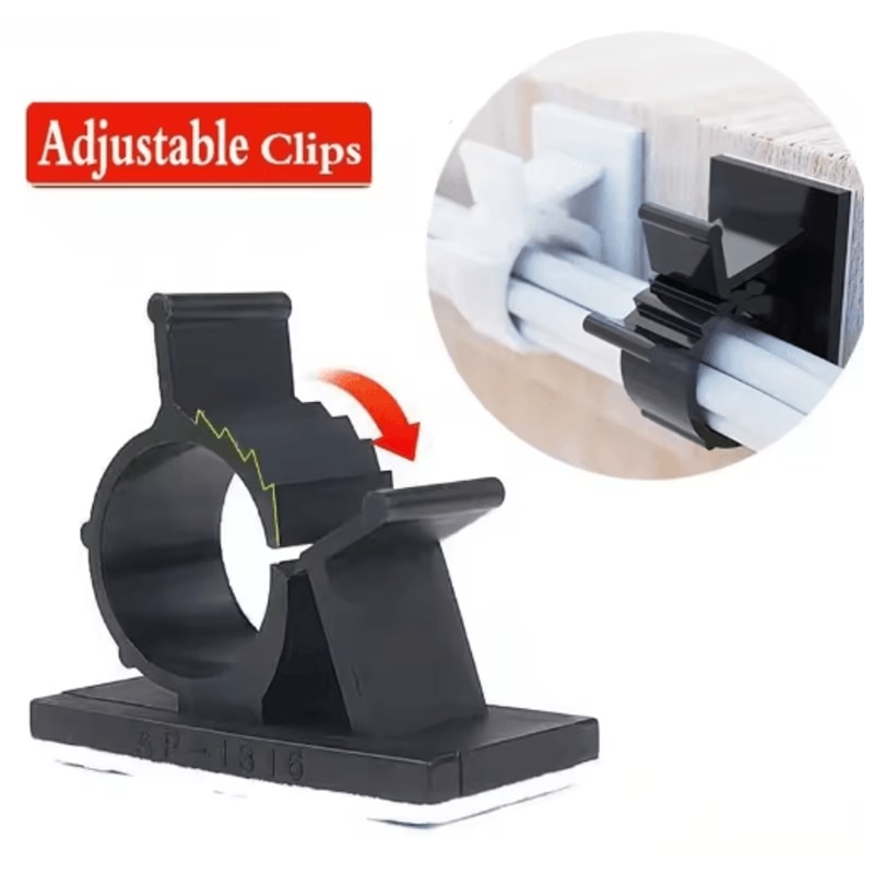 SelfAdhesive Cable Organizer Clips 10Piece Set Adjustable Desktop Wire Holders 5