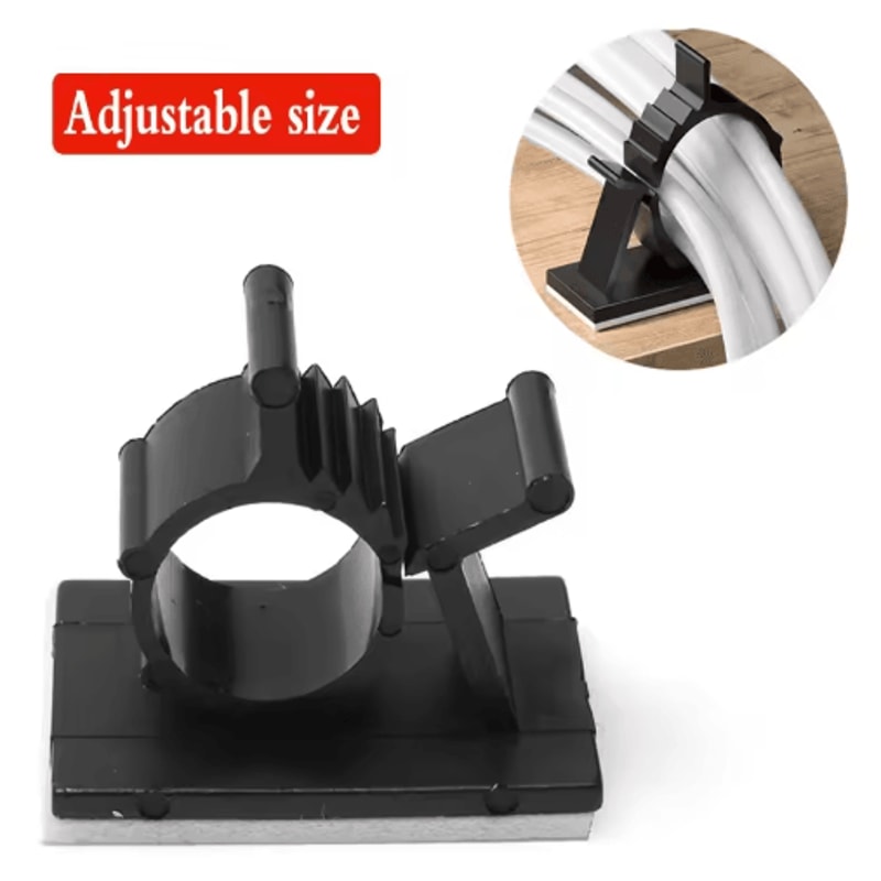 SelfAdhesive Cable Organizer Clips 10Piece Set Adjustable Desktop Wire Holders 0