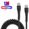 120W USBC To USBC Car Charging Cable 5A Fast Charge Spring Telescopic Cord 3