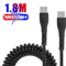 120W USBC To USBC Car Charging Cable 5A Fast Charge Spring Telescopic Cord 4