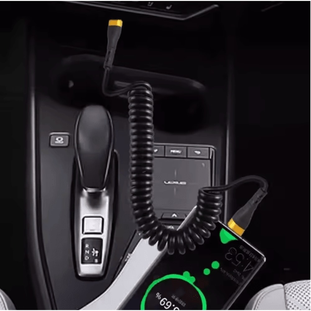 120W USBC To USBC Car Charging Cable 5A Fast Charge Spring Telescopic Cord 7