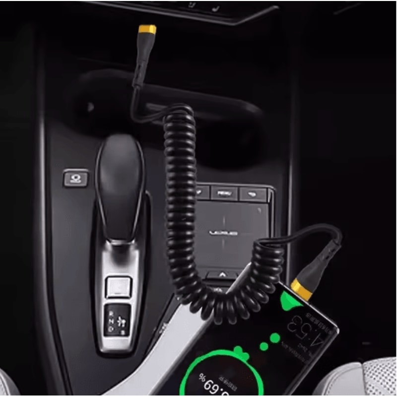 120W USBC To USBC Car Charging Cable 5A Fast Charge Spring Telescopic Cord 7