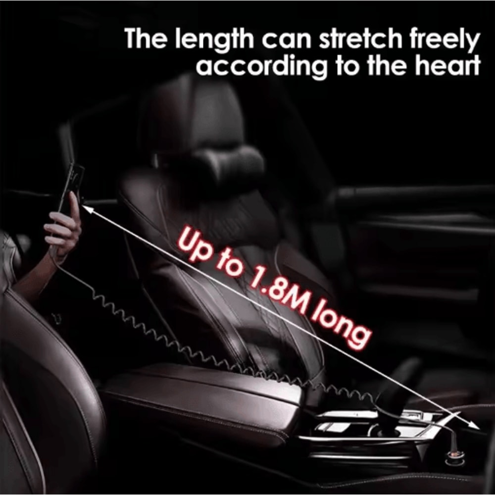 120W USBC To USBC Car Charging Cable 5A Fast Charge Spring Telescopic Cord 8