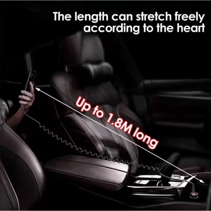 120W USBC To USBC Car Charging Cable 5A Fast Charge Spring Telescopic Cord 8