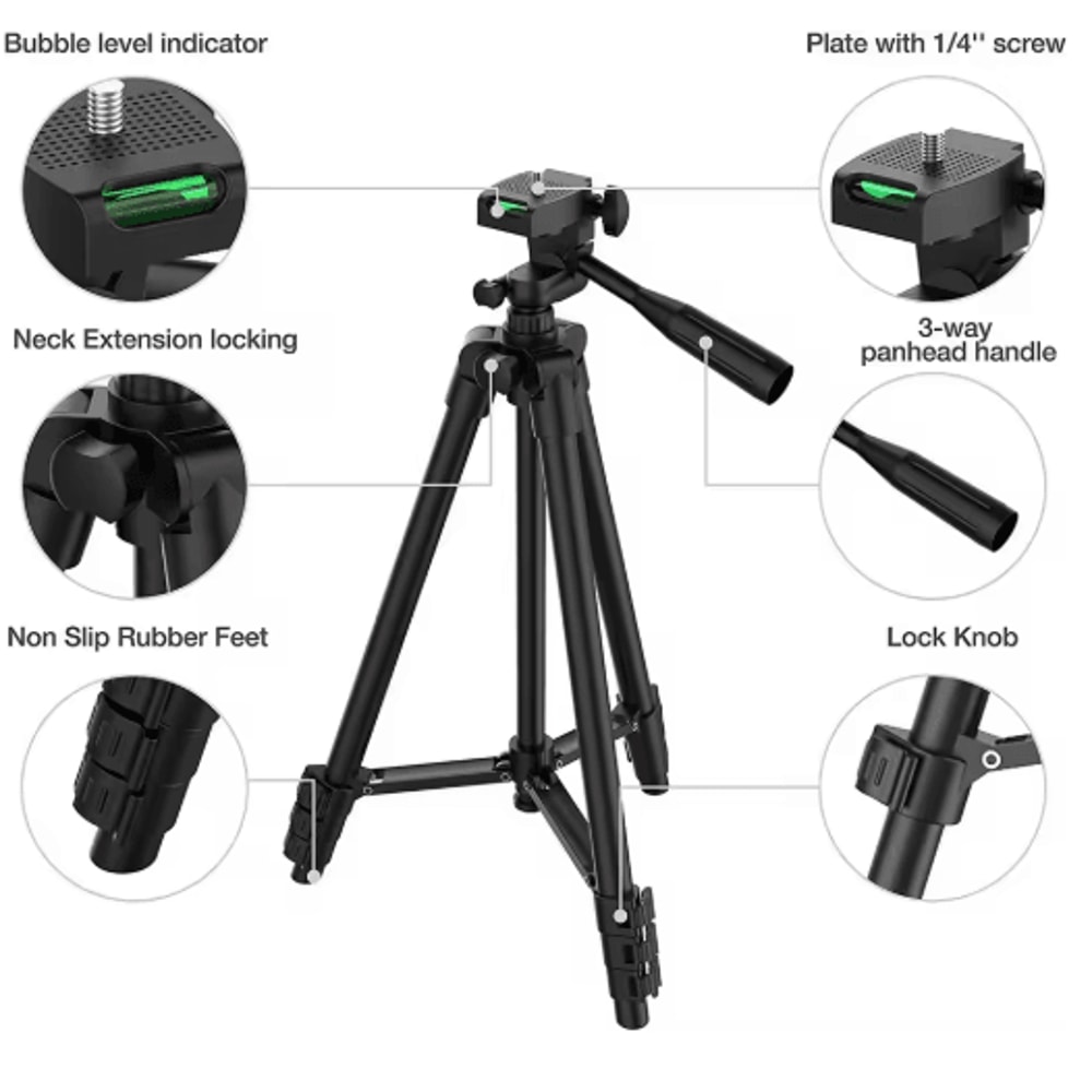 Lightweight Phone Tripod With Bluetooth Remote Adjustable Camera Stand For Video Photography 5