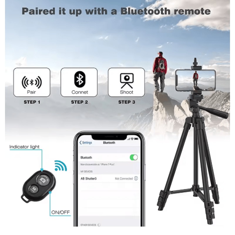 Lightweight Phone Tripod With Bluetooth Remote Adjustable Camera Stand For Video Photography 6