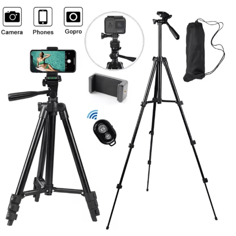 Lightweight Phone Tripod With Bluetooth Remote Adjustable Camera Stand For Video Photography 0