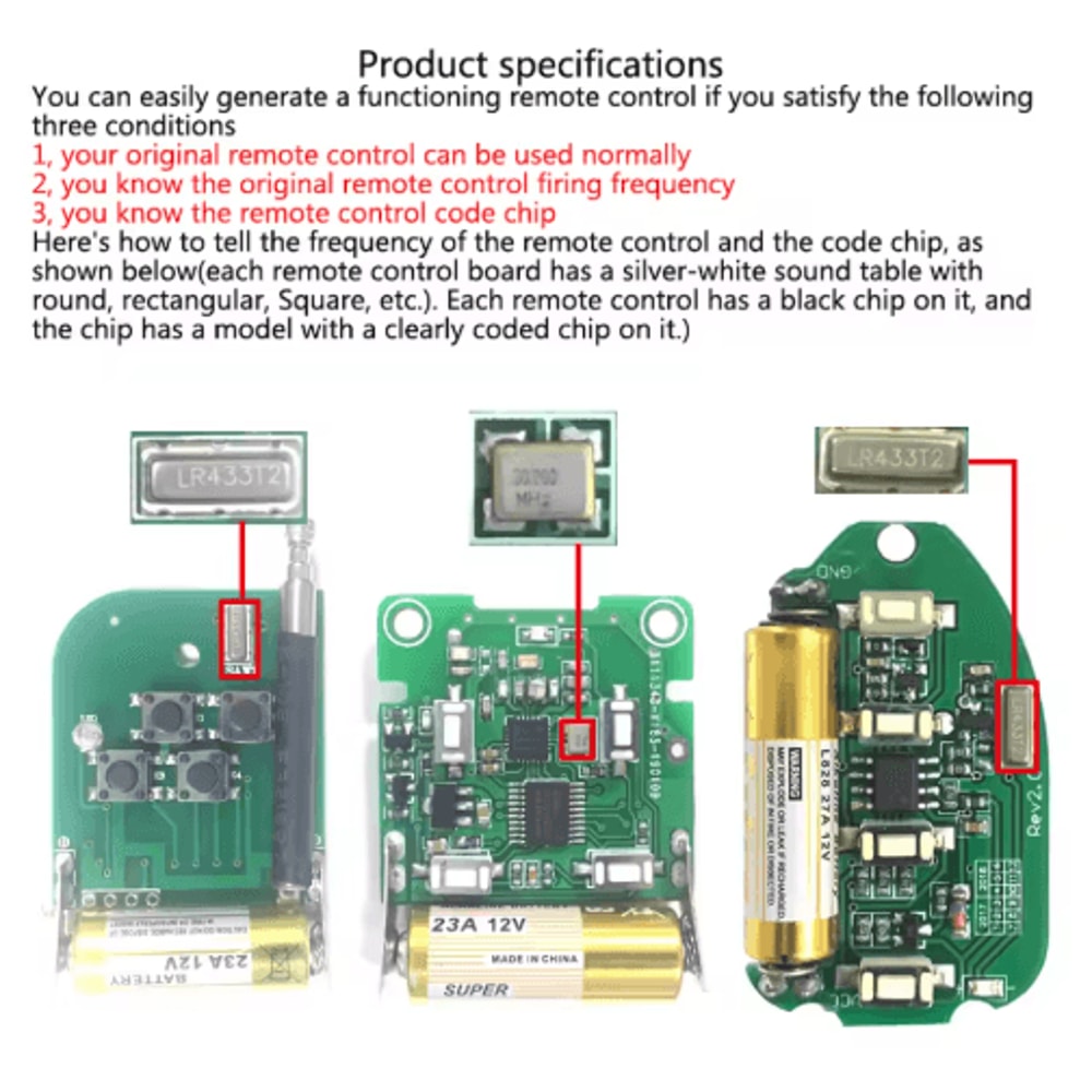 433MHz Copy Remote Control 4Key RF Garage Gate Opener Duplicator 8