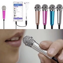 universal 3.5mm portable stereo mini microphone – handheld ktv karaoke & studio mic