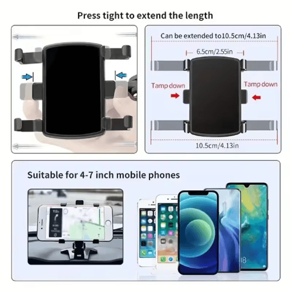 Universal Car Phone Holder Dashboard Rearview Mirror Mount Clip 3