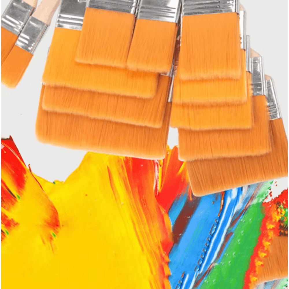 12 Piece Nylon Paint Brush Set Smooth Wooden Handle Brushes For Acrylic Oil Watercolor 3