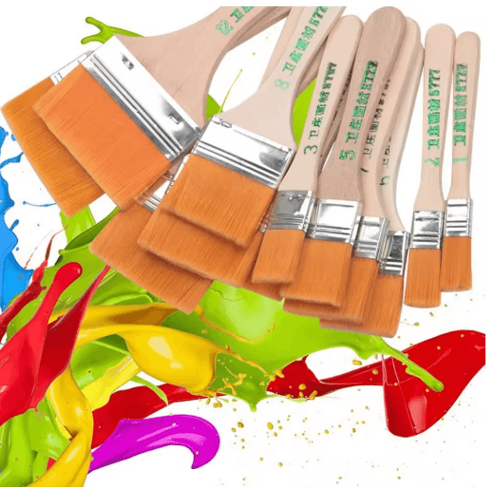 12 Piece Nylon Paint Brush Set Smooth Wooden Handle Brushes For Acrylic Oil Watercolor 5