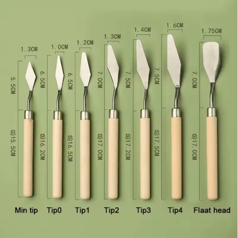 7 Piece Palette Knife Set Stainless Steel Painting Spatulas With Wooden Handles 3