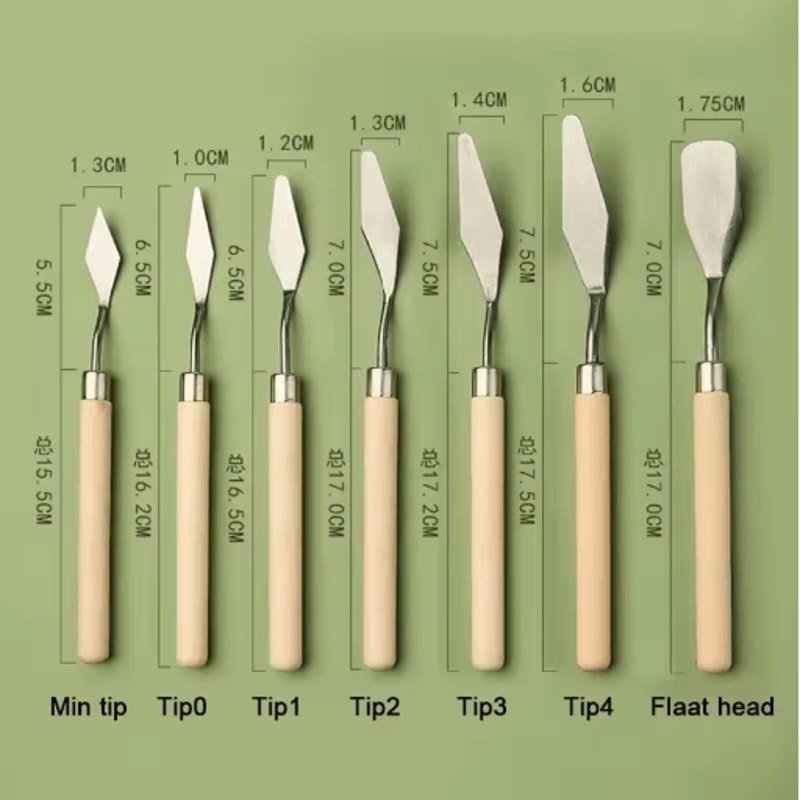 7 Piece Palette Knife Set Stainless Steel Painting Spatulas With Wooden Handles 3