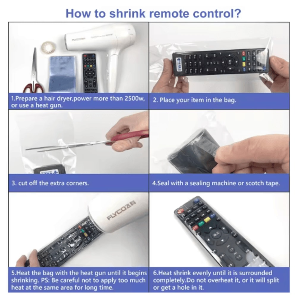 Clear PVC Heat Shrink Remote Control Cover 20 Pack Waterproof And Dustproof Protection Film 0