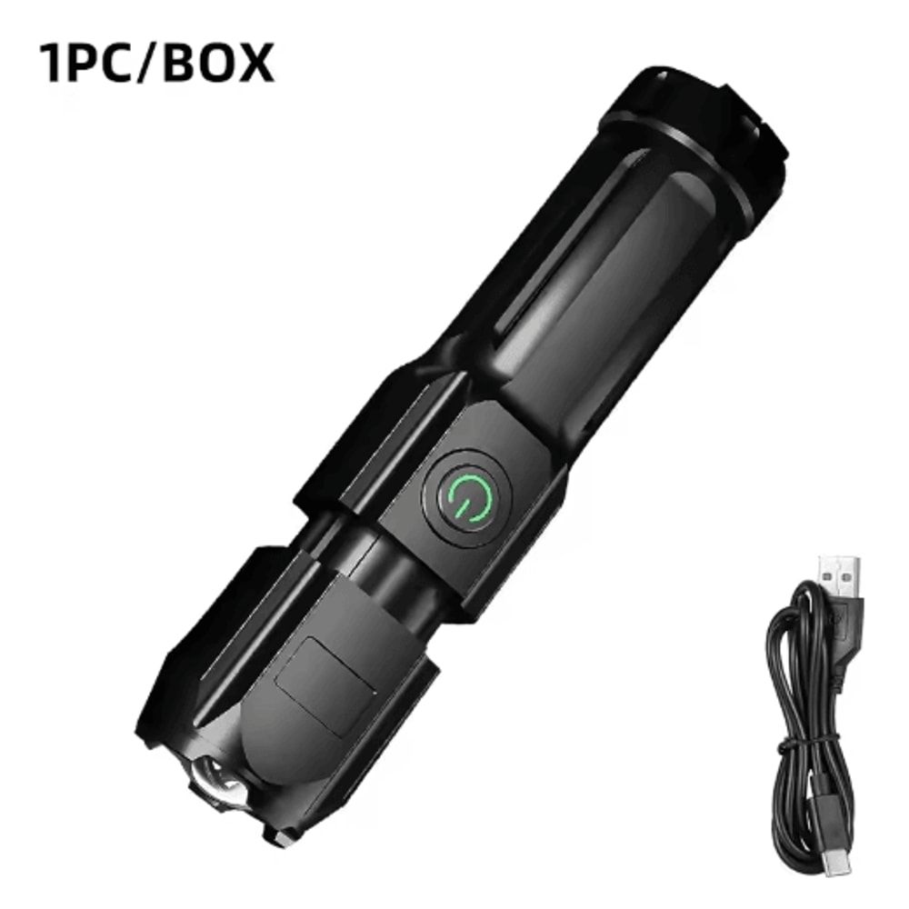 Rechargeable Telescopic Zoom Tactical Flashlight Long Range Waterproof LED Torch 1