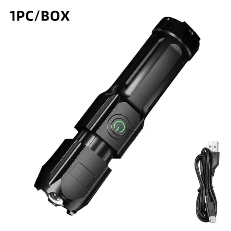 Rechargeable Telescopic Zoom Tactical Flashlight Long Range Waterproof LED Torch 1