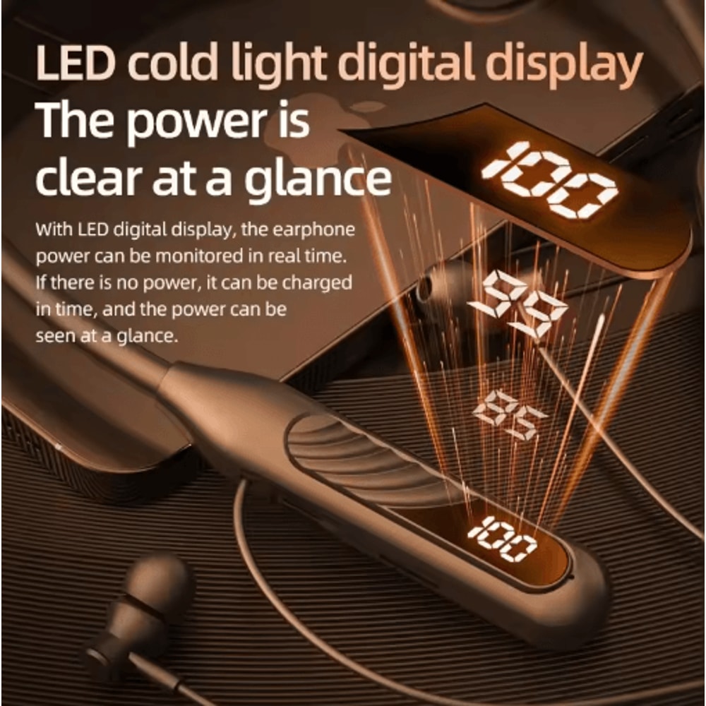 BT8 Wireless Neckband Earphones Bluetooth 53 Gaming Headset With LED Display And TF Card 4
