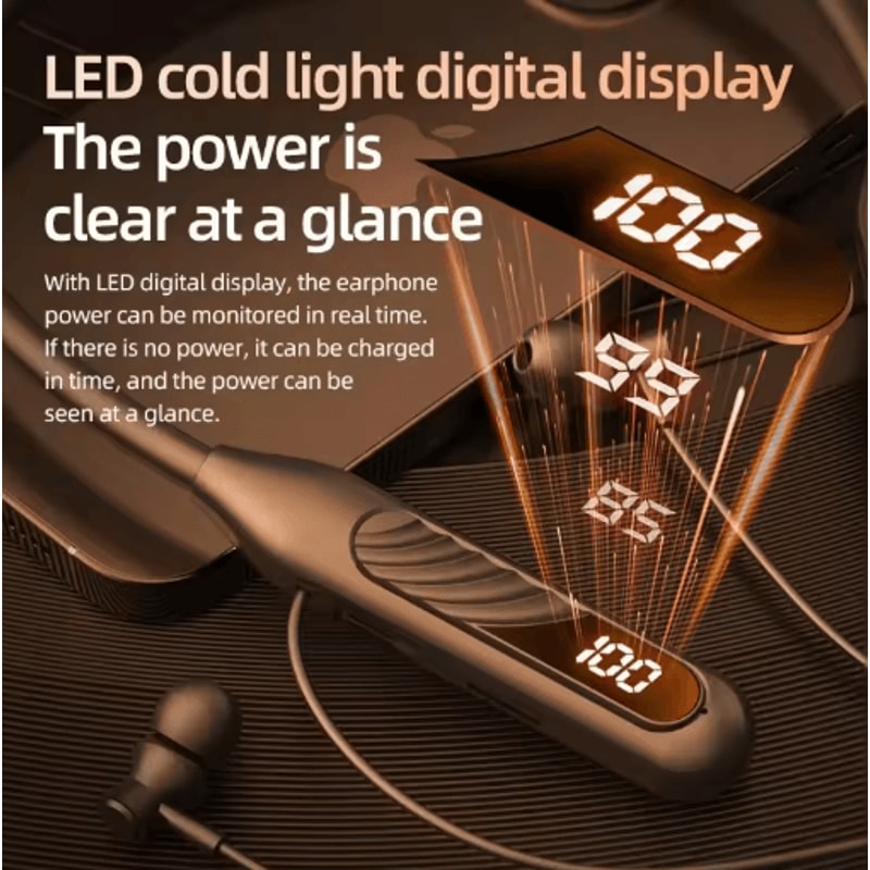 BT8 Wireless Neckband Earphones Bluetooth 53 Gaming Headset With LED Display And TF Card 4