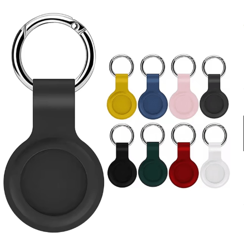 Soft Silicone AirTag Case With Keychain Anti Scratch Protective Cover 0