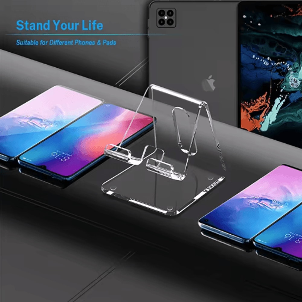 Acrylic Transparent Phone Stand Portable Desktop Holder For Phones Tablets 2