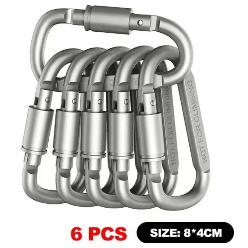 6Pack Tactical Aluminum Carabiner Keychain Hooks For EDC Outdoor Use 1