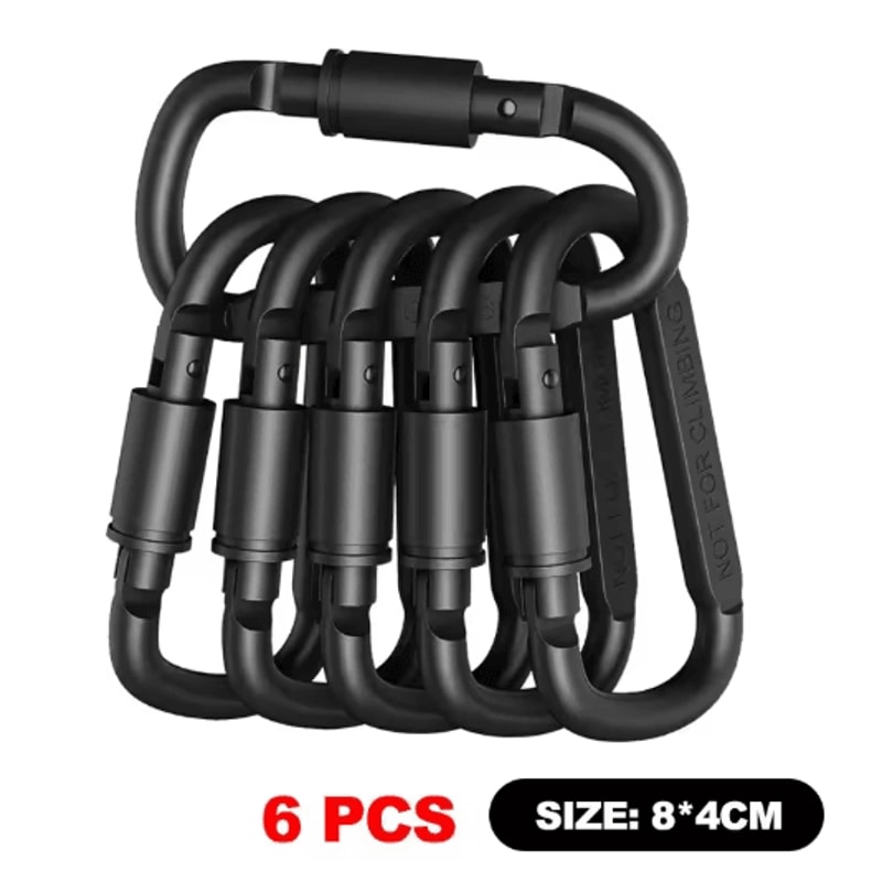 6Pack Tactical Aluminum Carabiner Keychain Hooks For EDC Outdoor Use 2