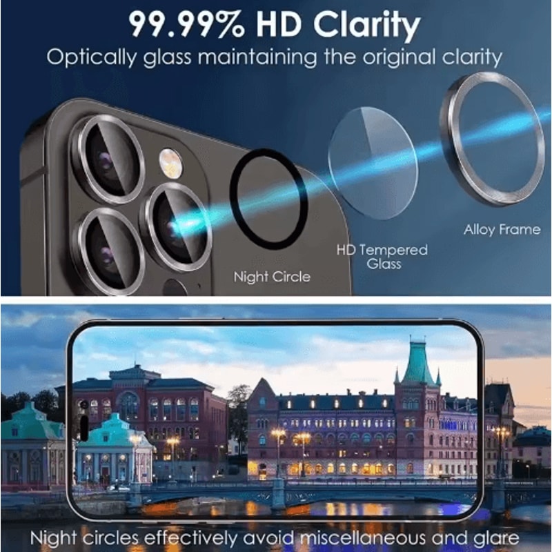 3Piece Tempered Glass Metal Camera Lens Protector For IPhone 12