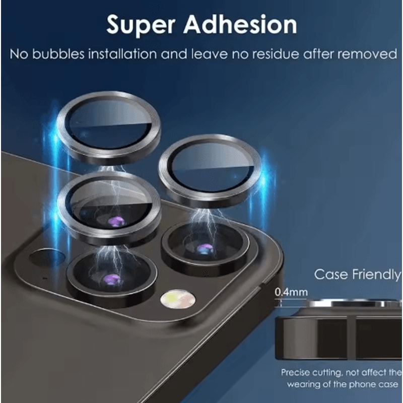 3Piece Tempered Glass Metal Camera Lens Protector For IPhone 14
