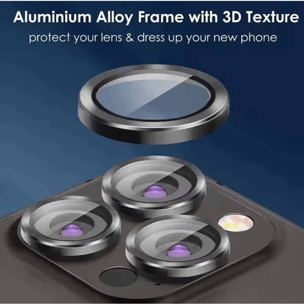 3Piece Tempered Glass Metal Camera Lens Protector For IPhone 15