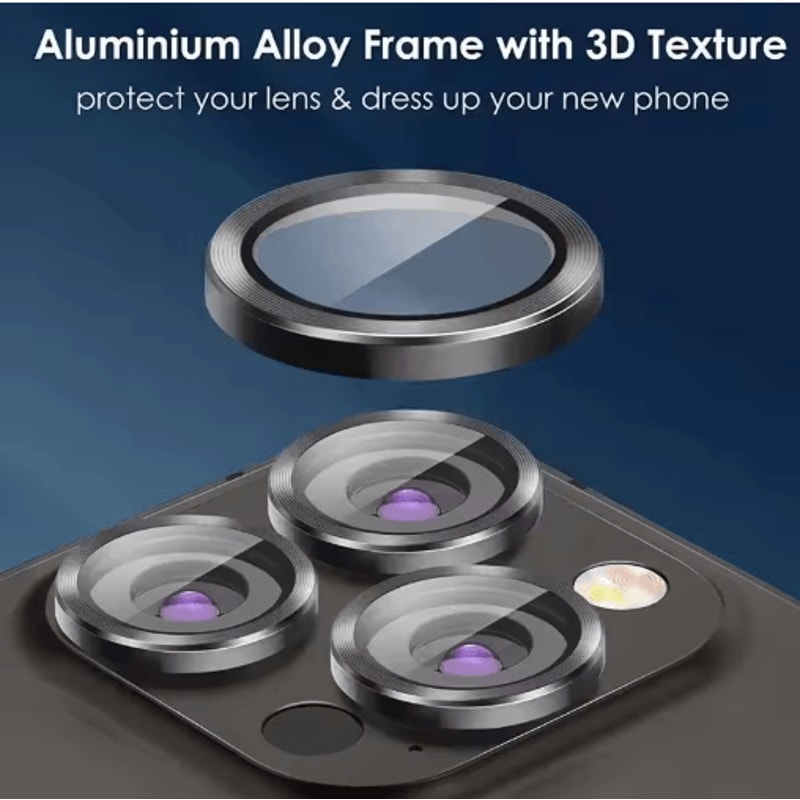 3Piece Tempered Glass Metal Camera Lens Protector For IPhone 15