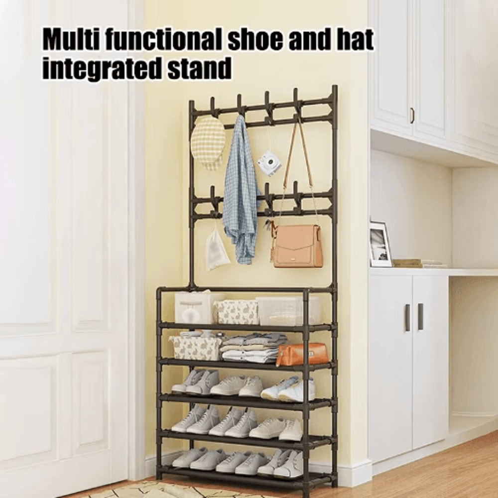 5Layer Multifunctional Shoe Coat Rack With Integrated Storage 2Piece Set 5