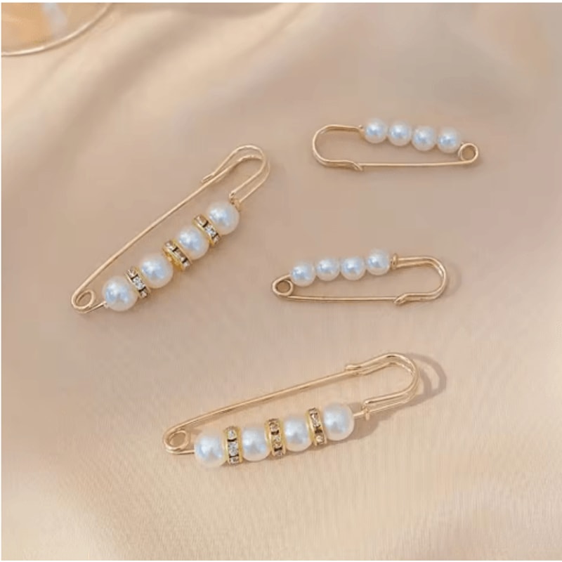 4Piece Pearl Waist Adjustment Buckle Set Decorative Clothing Extenders 2