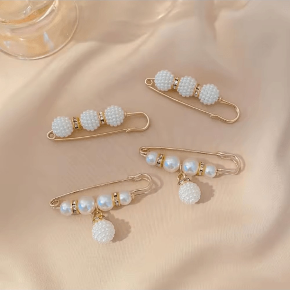 4Piece Pearl Waist Adjustment Buckle Set Decorative Clothing Extenders 3