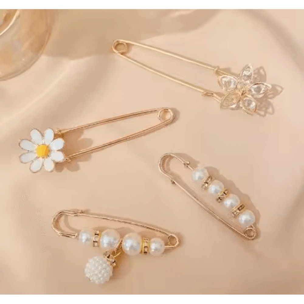 4Piece Pearl Waist Adjustment Buckle Set Decorative Clothing Extenders 4